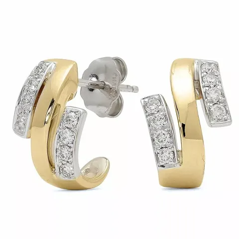 Echten Diamant Halbkreolen in 14 Karat Gold und Weißgold mit Diamanten