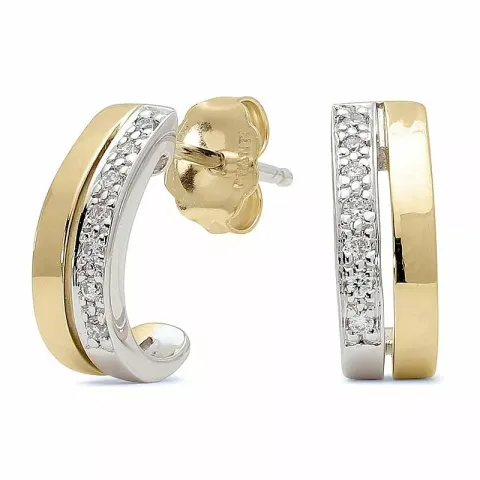Viereckigem Diamant Ohrstecker in 14 Karat Gold und Weißgold mit Diamanten