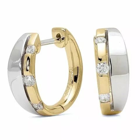13 mm Kreole in 14 Karat Gold und Weißgold mit Diamant