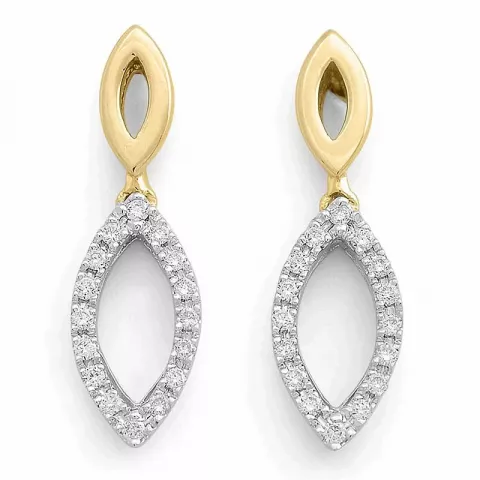 ovalen Diamantohrringe in 14 Karat Gold und Weißgold mit Diamant 
