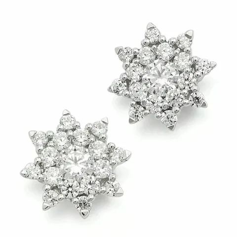 Blumen Diamantohrringe in 14 Karat Weißgold mit Diamant