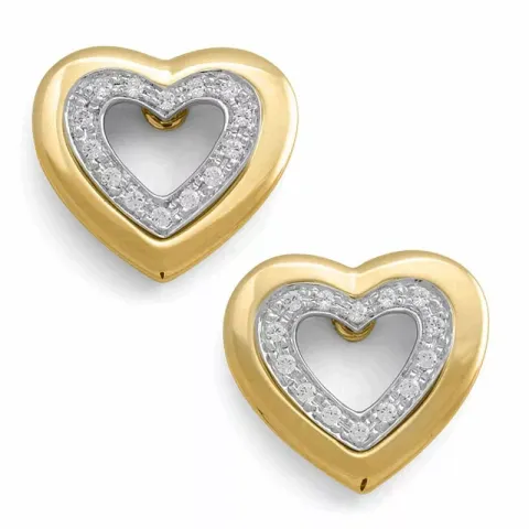 Herz Diamant Ohrstecker in 14 Karat Gold und Weißgold mit Diamanten