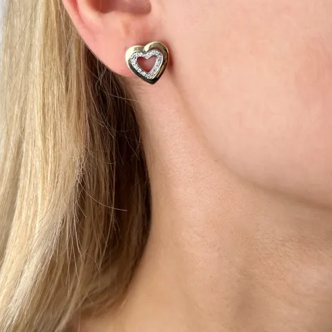 Herz Diamant Ohrstecker in 14 Karat Gold und Weißgold mit Diamanten