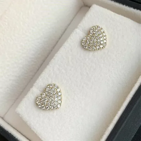 Herz diamantohrringe in 14 karat gold mit diamanten