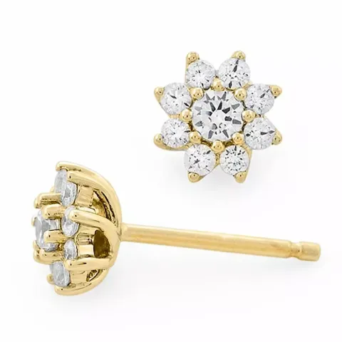 Blumen Diamantohrringe in 14 Karat Gold mit Diamant