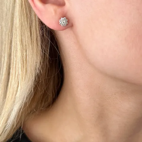 Blumen Diamantohrringe in 14 Karat Gold mit Diamant