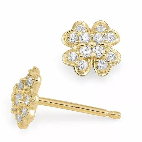 echten Blumen Diamant Ohrstecker in 14 Karat Gold, rhodiniert mit Diamant