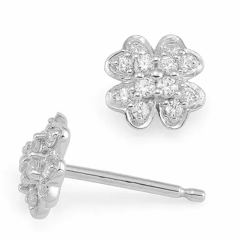 Blumen Gold Brillantohrringen in 14 Karat Weißgold mit Diamanten