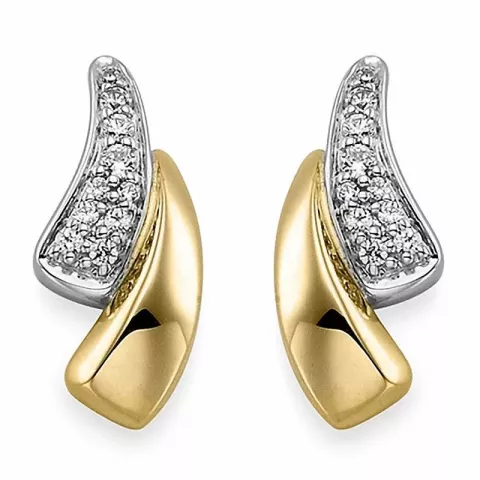 Diamant Ohrringe in 14 Karat Gold und Weißgold mit Diamanten 