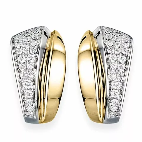 Diamant Kreole in 14 Karat Gold und Weißgold mit Diamant