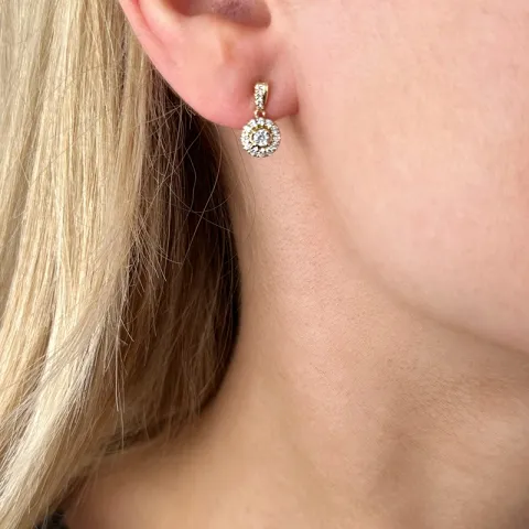 runden Diamant Ohrringe in 14 Karat Gold mit Diamant