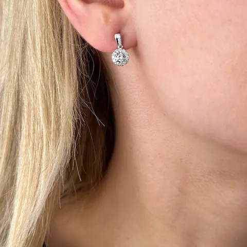 Echten diamant ohrstecker in 14 karat weißgold mit diamanten