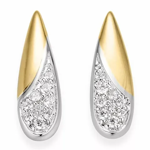 Tropfen Diamant Ohrringe in 14 Karat Gold und Weißgold mit Diamanten