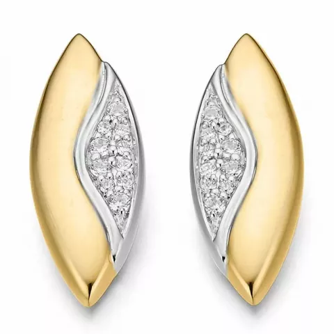 ovalen Diamant Ohrringe in 14 Karat Gold und Weißgold mit Diamant 
