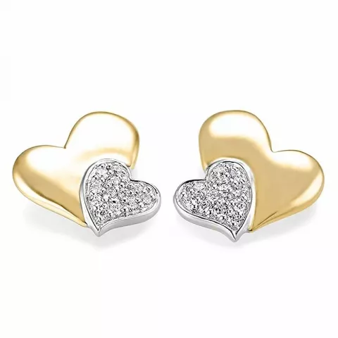 Herz Diamant Ohrringe in 14 Karat Gold und Weißgold mit Diamanten 