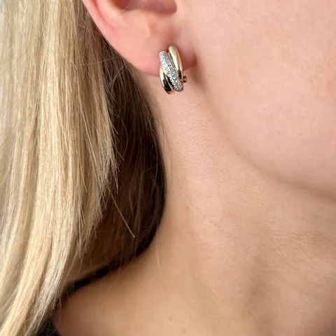 Diamant Ohrringe in 14 Karat Gold und Weißgold mit Diamant
