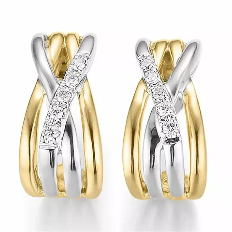 Diamant Ohrringe in 14 Karat Gold und Weißgold mit Diamant