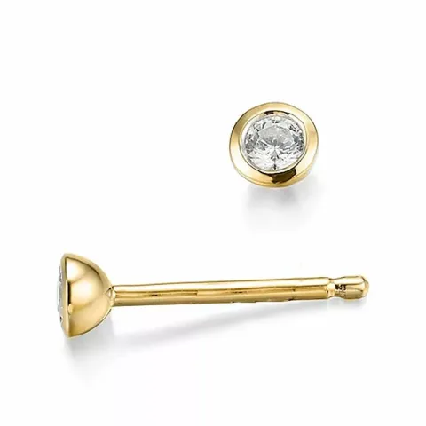 runden Diamant Solitärohrstecker in 14 Karat Gold mit Diamant