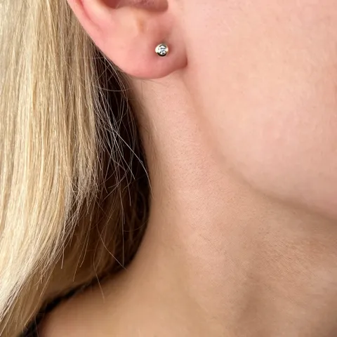 runden Diamant Solitärohrstecker in 14 Karat Gold mit Diamant