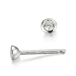 2 x 0,05 ct Solitärohrstecker in 14 Karat Weißgold mit Diamant