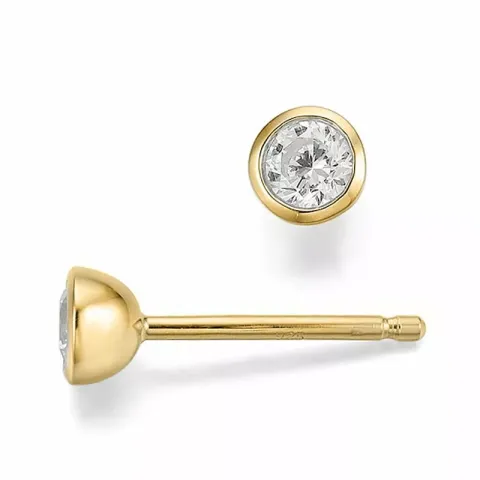 runden Diamant Solitärohrstecker in 14 Karat Gold mit Diamant