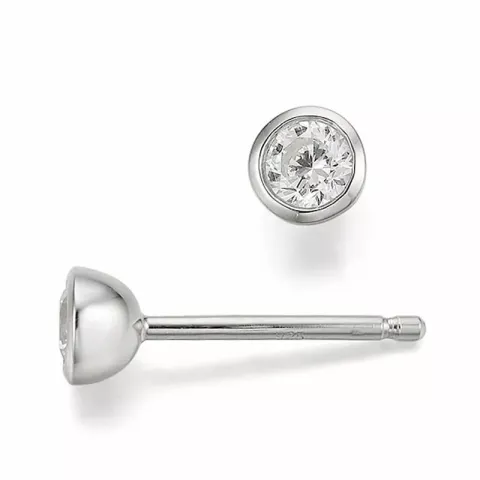 runden Diamant Solitärohrstecker in 14 Karat Weißgold mit Diamant