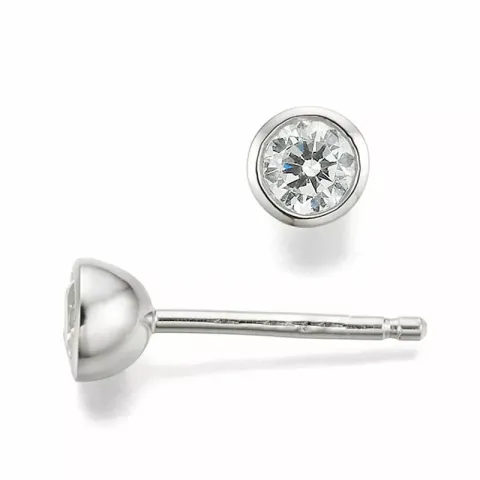 runden Diamant Solitärohrstecker in 14 Karat Weißgold mit Diamant