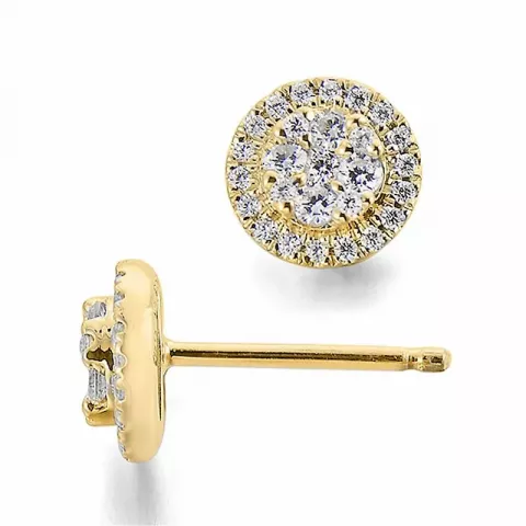 runden Diamantohrringe in 14 Karat Gold mit Diamant 