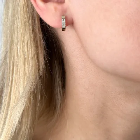 12 mm Diamant Kreole in 14 Karat Gold mit Diamant