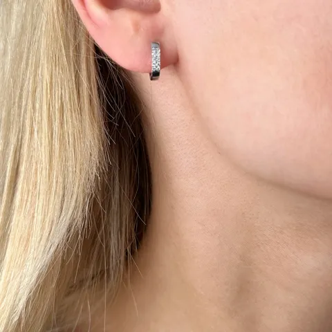 12 mm diamant kreole in 14 karat weißgold mit diamanten
