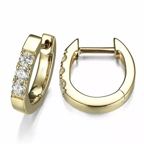 13 mm Diamant Kreole in 14 Karat Gold mit Diamant