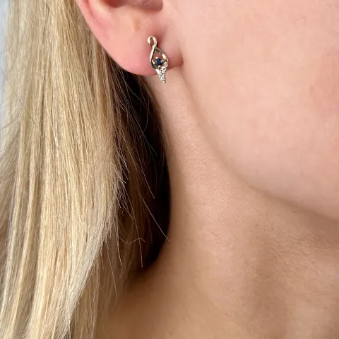 Saphir Diamantohrringe in 14 Karat Gold mit Diamant und Saphir