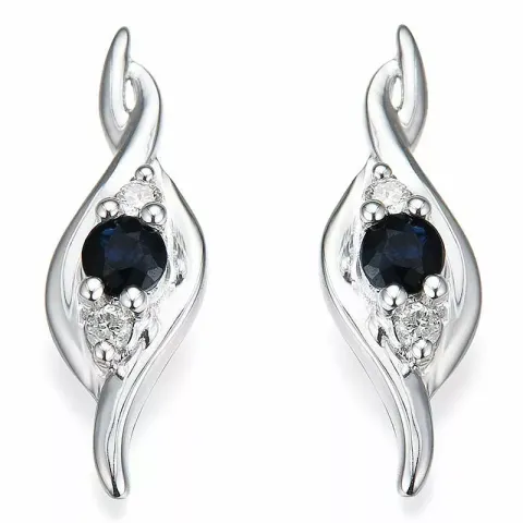 Saphir Diamantohrringe in 14 Karat Weißgold mit Diamant und Saphir