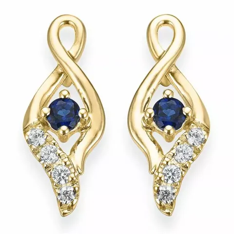 Saphir Diamantohrringe in 14 Karat Gold mit Diamant und Saphir 