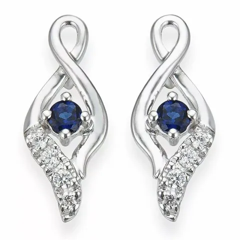 Saphir Diamantohrringe in 14 Karat Weißgold mit Diamant und Saphir