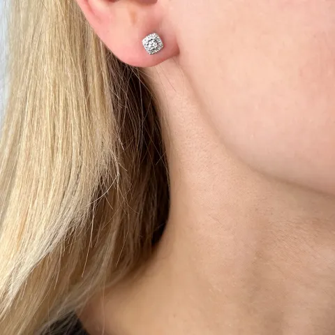 viereckigem Diamant Ohrstecker in 14 Karat Weißgold mit Diamant
