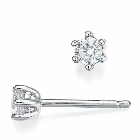 2 x 0,16 ct Diamant Solitärohrstecker in 14 Karat Weißgold mit Diamant