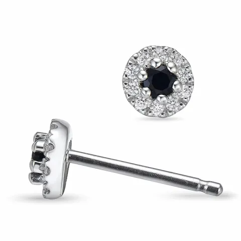 runden blauem Saphir Ohrstecker in 14 Karat Weißgold mit Diamant und Saphir