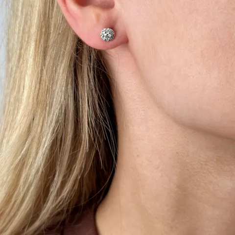 runden Diamant Ohrstecker in 14 Karat Weißgold mit Diamant und Diamant