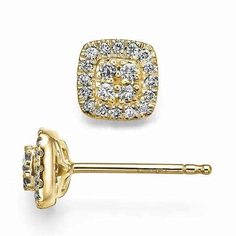 viereckigem Brillantohrringen in 14 Karat Gold, rhodiniert mit Diamant