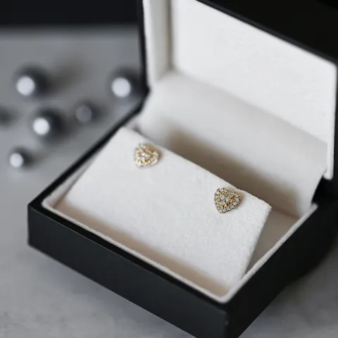 Herz Diamantohrringe in 14 Karat Gold mit Diamanten