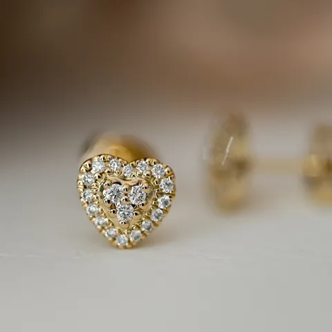 Herz Diamantohrringe in 14 Karat Gold mit Diamanten