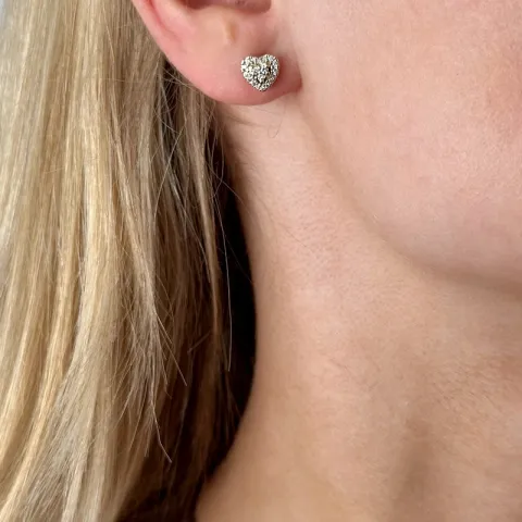Herz Diamantohrringe in 14 Karat Gold mit Diamanten
