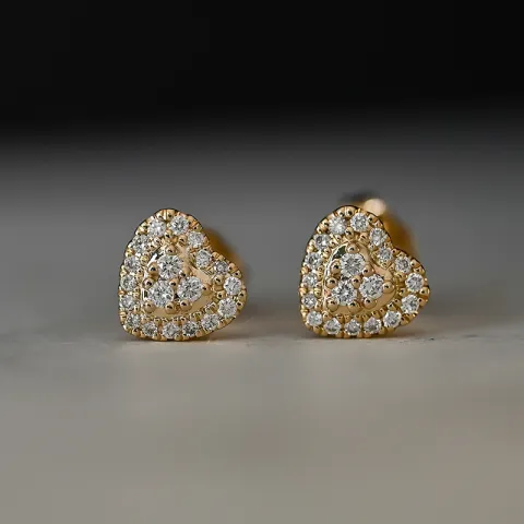 Herz Diamantohrringe in 14 Karat Gold mit Diamanten