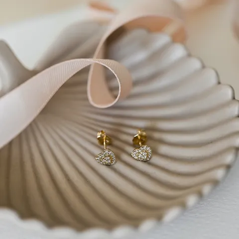 Herz Diamantohrringe in 14 Karat Gold mit Diamanten