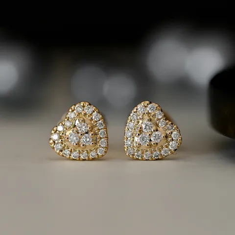 Herz Diamantohrringe in 14 Karat Gold mit Diamanten