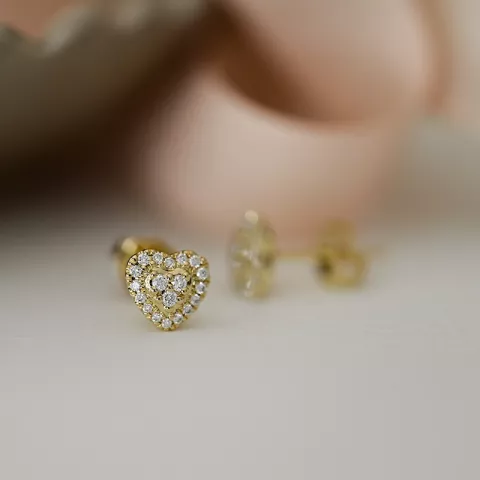 Herz Diamantohrringe in 14 Karat Gold mit Diamanten 