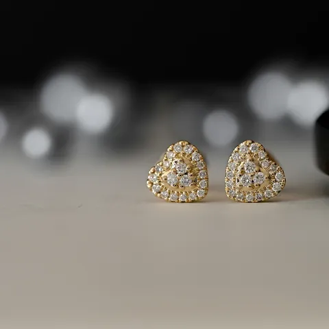 Herz Diamantohrringe in 14 Karat Gold mit Diamanten