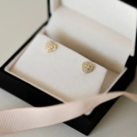 Herz Diamantohrringe in 14 Karat Gold mit Diamanten