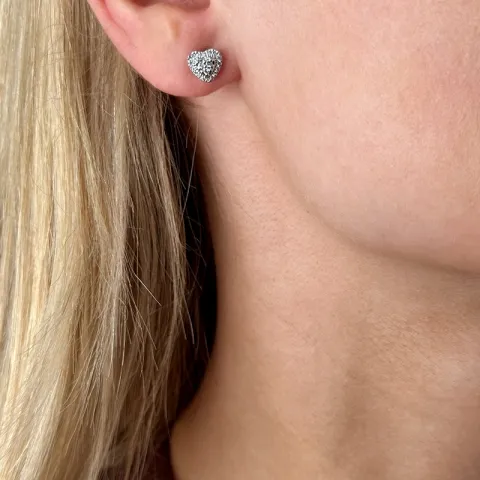 Herz Diamantohrringe in 14 Karat Weißgold mit Diamanten